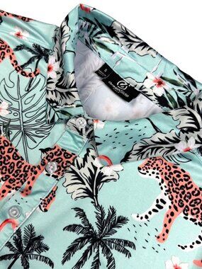 Greenside Golf Men's Performance Golf Polo Shirt Tiger Palms Green • Small